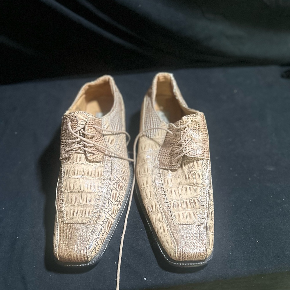 Men's Tan Crocodile Pattern Dress Shoes-Nolan’s-size 10-#334